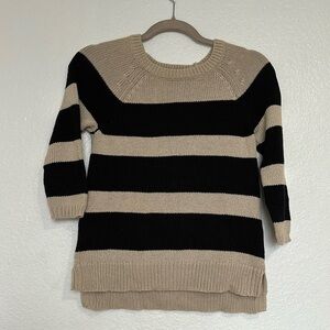 LOFT beige knitted sweater with navy blue in thick stripes size SP